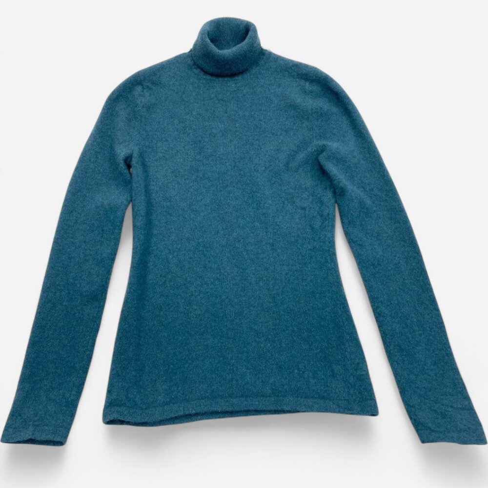 Lord & Taylor Women's Turquoise Cashmere Sweater Long Sleeve Turtle Neck Size XS